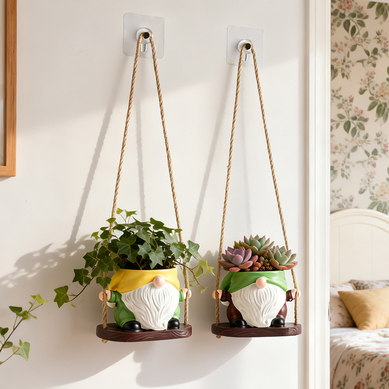กระถางแขวนเรซิ่นรูปคนแคระโบฮีเ - Echeveria Succulent บทวิจารณ์และราคา