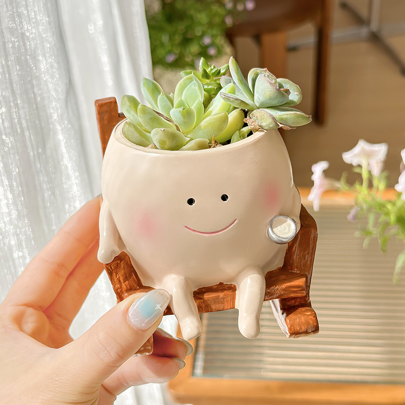กระถางต้นไม้เรซิ่นรูปผีการ์ตูน - Echeveria Succulent บทวิจารณ์และราคา